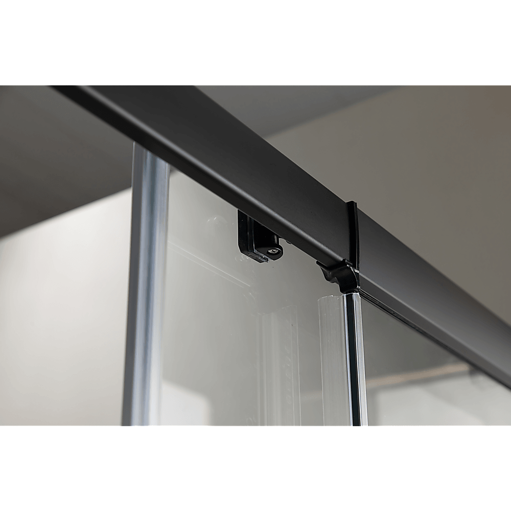 Buy Adjustable 900x900mm Double Sliding Door Glass Shower Screen in Black discounted | Products On Sale Australia