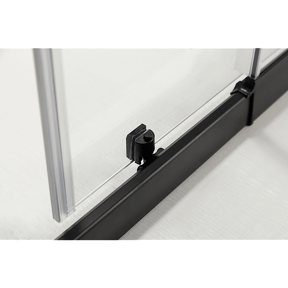 Buy Adjustable 1100x900mm Double Sliding Door Glass Shower Screen in Black discounted | Products On Sale Australia