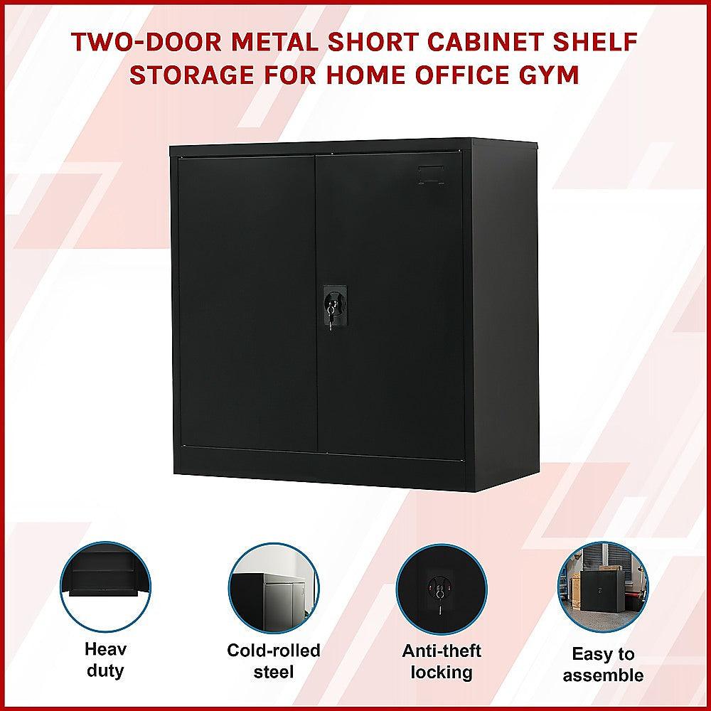 Buy Two-Door Metal Short Cabinet Shelf Storage for Home Office Gym discounted | Products On Sale Australia