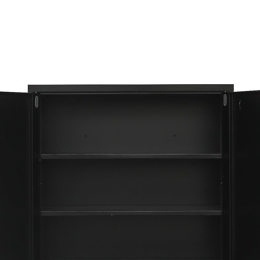 Buy Two-Door Metal Short Cabinet Shelf Storage for Home Office Gym discounted | Products On Sale Australia