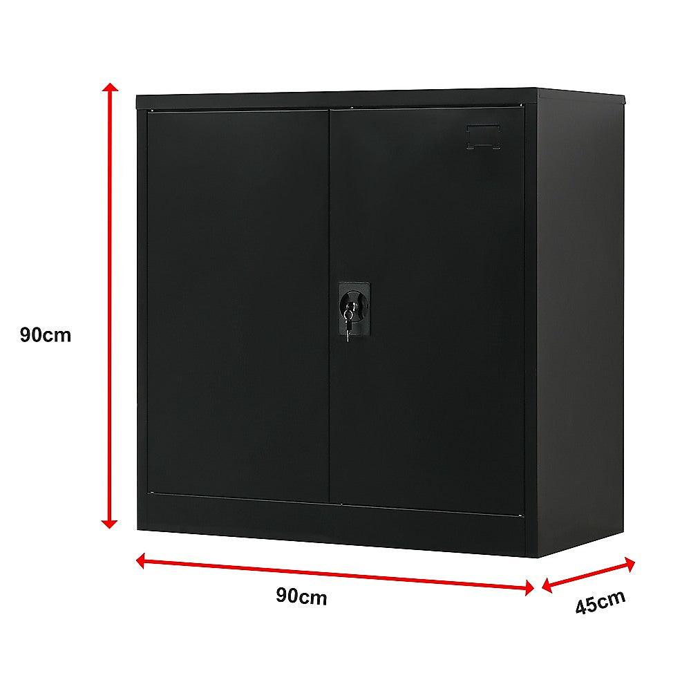 Buy Two-Door Metal Short Cabinet Shelf Storage for Home Office Gym discounted | Products On Sale Australia