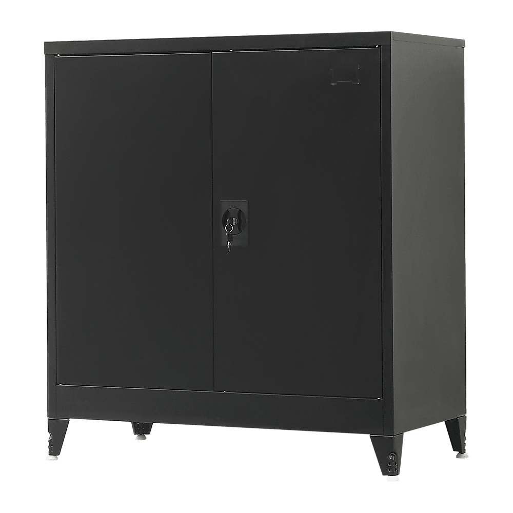 Buy Two-Door Metal Short Cabinet Shelf Storage for Home Office Gym discounted | Products On Sale Australia