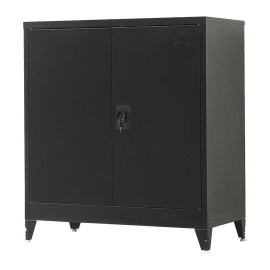 Buy Two-Door Metal Short Cabinet Shelf Storage for Home Office Gym discounted | Products On Sale Australia