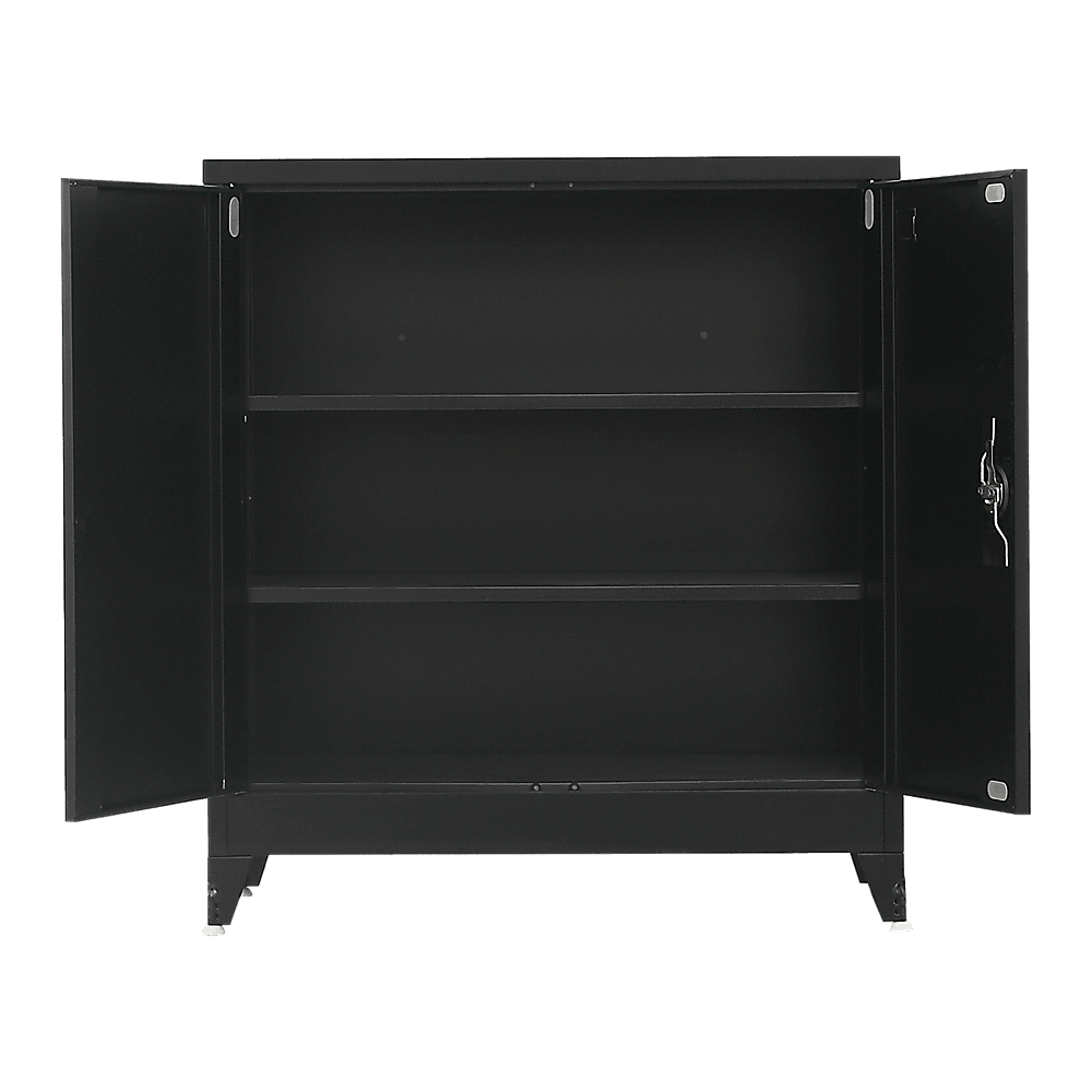 Buy Two-Door Metal Short Cabinet Shelf Storage for Home Office Gym discounted | Products On Sale Australia