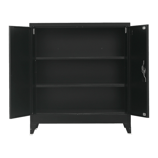 Buy Two-Door Metal Short Cabinet Shelf Storage for Home Office Gym discounted | Products On Sale Australia