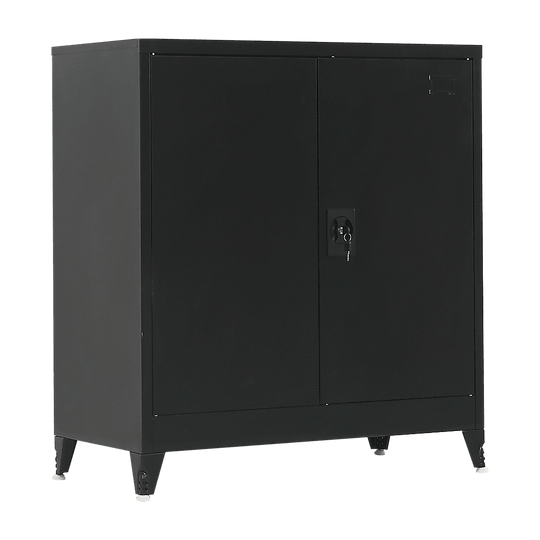 Buy Two-Door Metal Short Cabinet Shelf Storage for Home Office Gym discounted | Products On Sale Australia