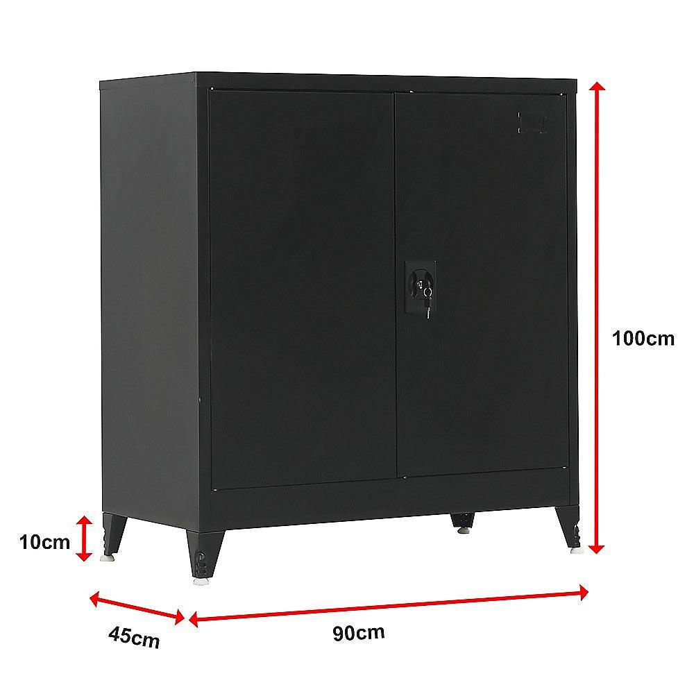 Buy Two-Door Metal Short Cabinet Shelf Storage for Home Office Gym discounted | Products On Sale Australia