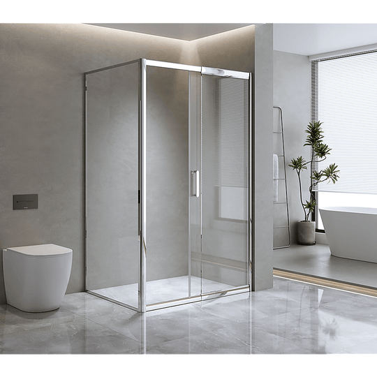 Buy Adjustable 1500x1010mm Single Door Corner Sliding Glass Shower Screen in Chrome discounted | Products On Sale Australia