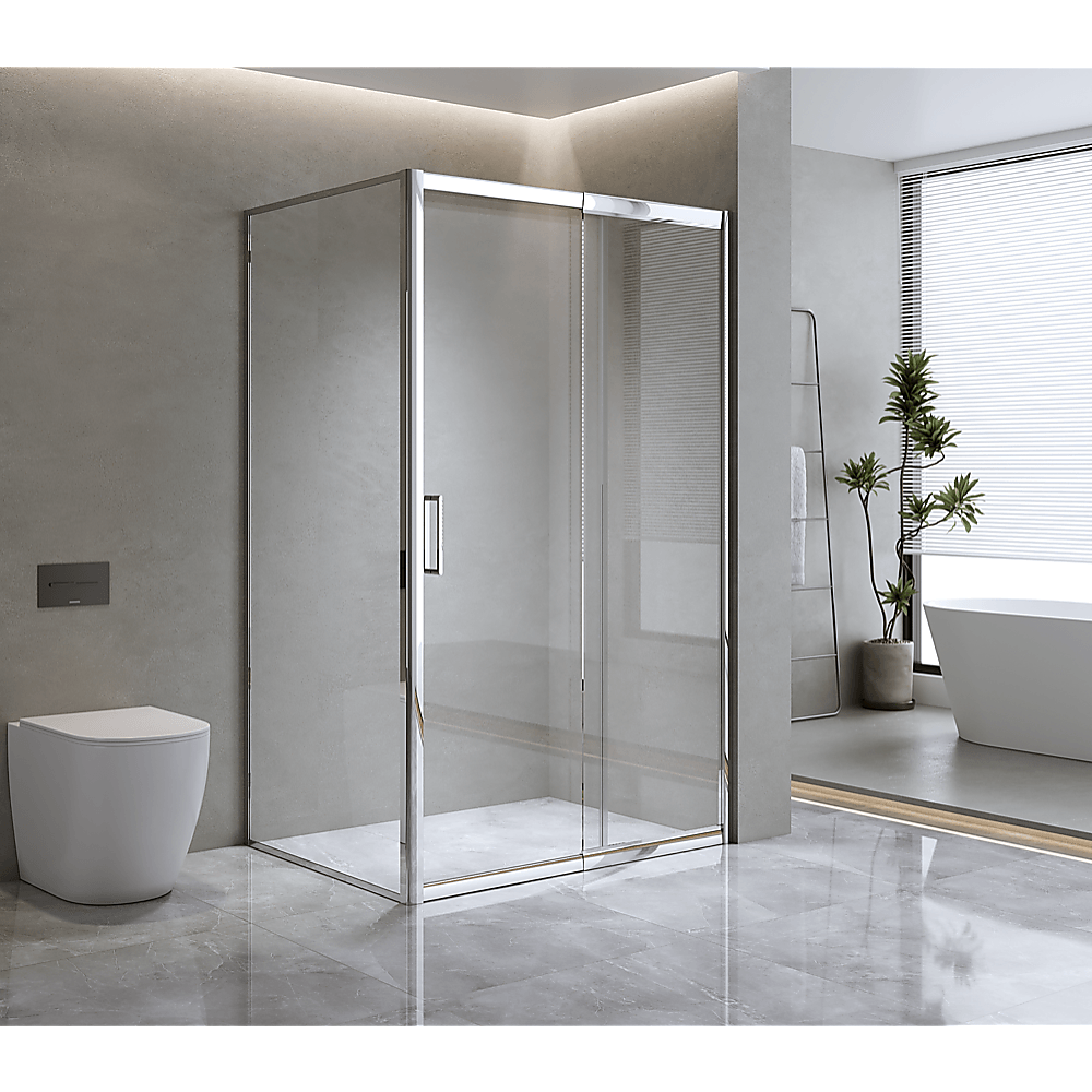 Buy Adjustable 1300x1010mm Single Door Corner Sliding Glass Shower Screen in Chrome discounted | Products On Sale Australia