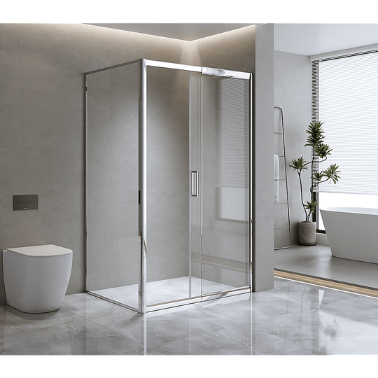 Buy Adjustable 1300x1010mm Single Door Corner Sliding Glass Shower Screen in Chrome discounted | Products On Sale Australia