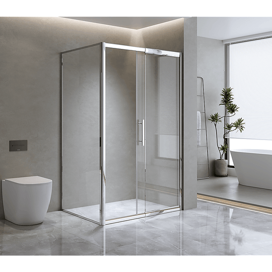 Buy Adjustable 1300x800mm Single Door Corner Sliding Glass Shower Screen in Chrome discounted | Products On Sale Australia