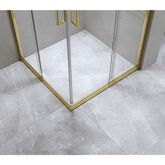 Buy Adjustable 900x900mm Double Sliding Door Glass Shower Screen in Gold discounted | Products On Sale Australia