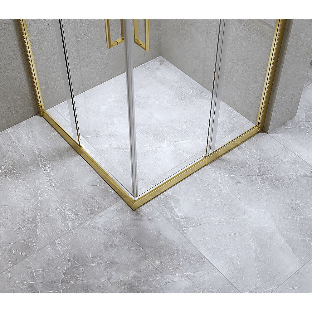 Buy Adjustable 900x1200mm Double Sliding Door Glass Shower Screen in Gold discounted | Products On Sale Australia