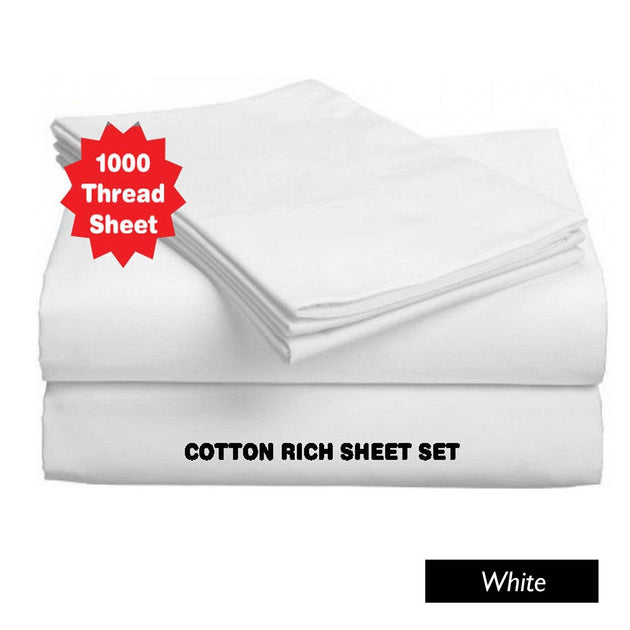 Buy Accessorize 1000TC Cotton Rich Sheet Set White King discounted | Products On Sale Australia