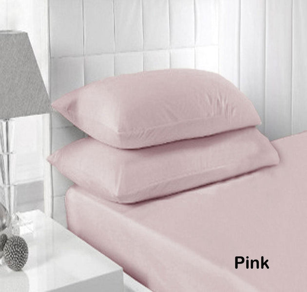 Buy Accessorize 250TC Fitted Sheet Set Pink - King discounted | Products On Sale Australia