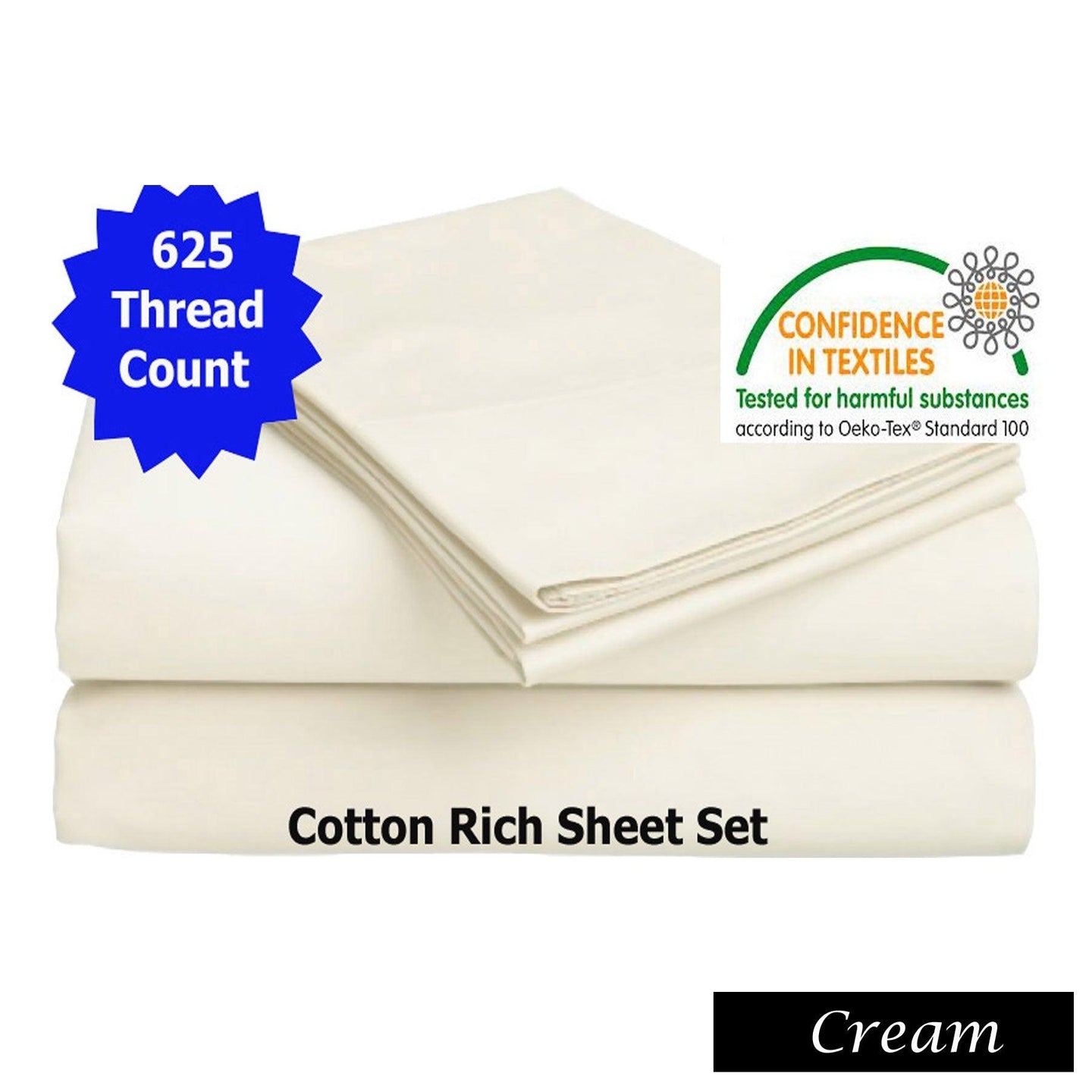 Buy Accessorize 625TC Cotton Rich Sheet Set Cream Queen discounted | Products On Sale Australia