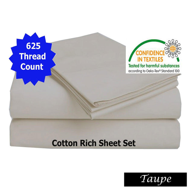 Buy Accessorize 625TC Cotton Rich Sheet Set Taupe Queen discounted | Products On Sale Australia