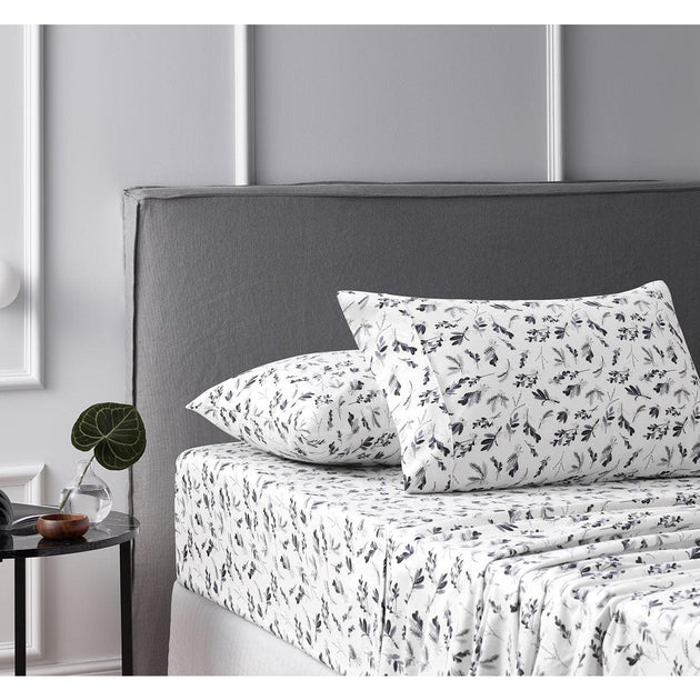 Buy Accessorize Cotton Flannelette Sheet Set Botanical Single discounted | Products On Sale Australia