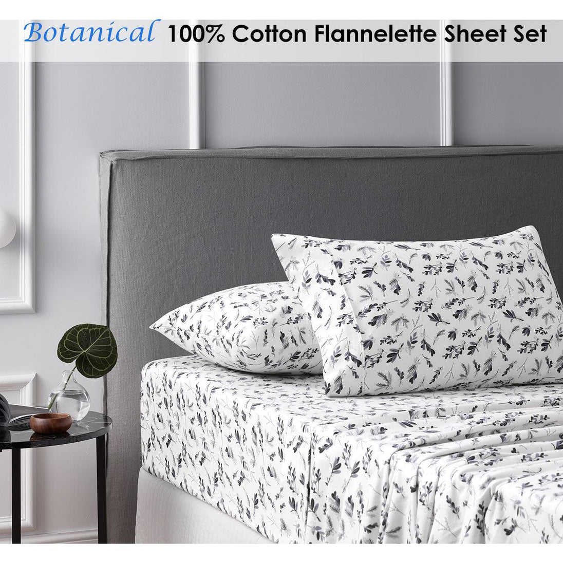 Buy Accessorize Cotton Flannelette Sheet Set Botanical Single discounted | Products On Sale Australia