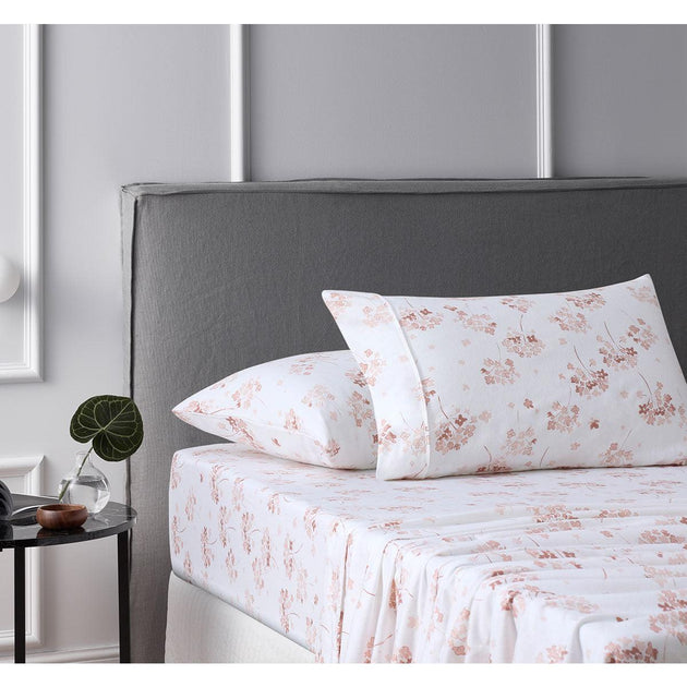 Buy Accessorize Cotton Flannelette Sheet Set Flower Bunch Pink King discounted | Products On Sale Australia