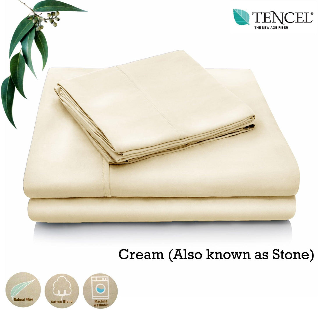 Buy Accessorize Tencel Cotton Blend Sheet Set Cream (Also Known as Stone) Single discounted | Products On Sale Australia