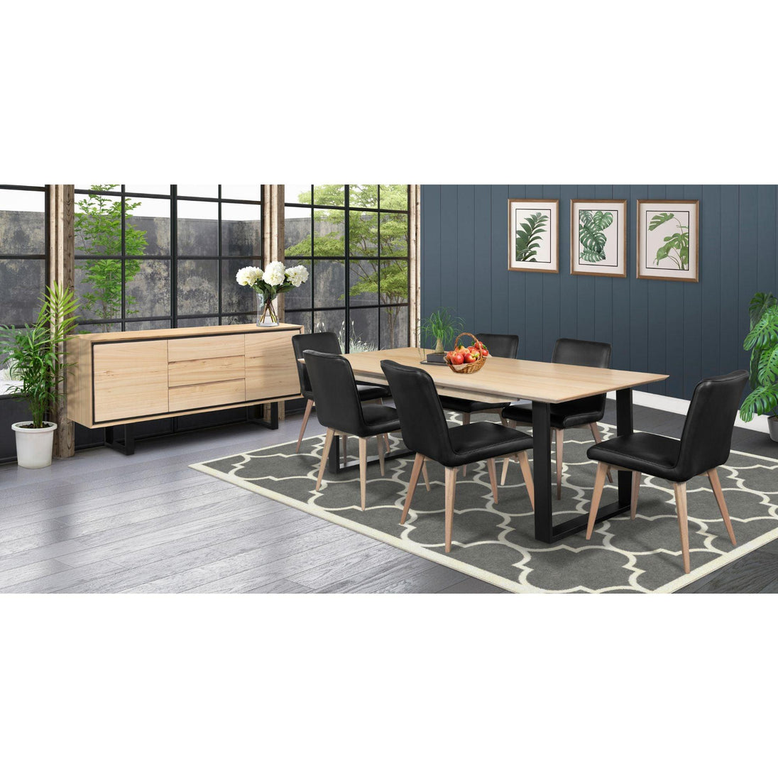 Buy Aconite Dining Table 180cm Solid Messmate Timber Wood Black Metal Leg - Natural discounted | Products On Sale Australia