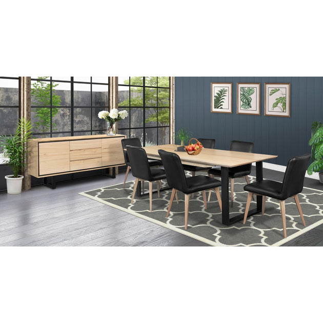 Aconite Dining Table 180cm Solid Messmate Timber Wood Black Metal Leg - Natural Products On Sale Australia | Furniture > Dining Category