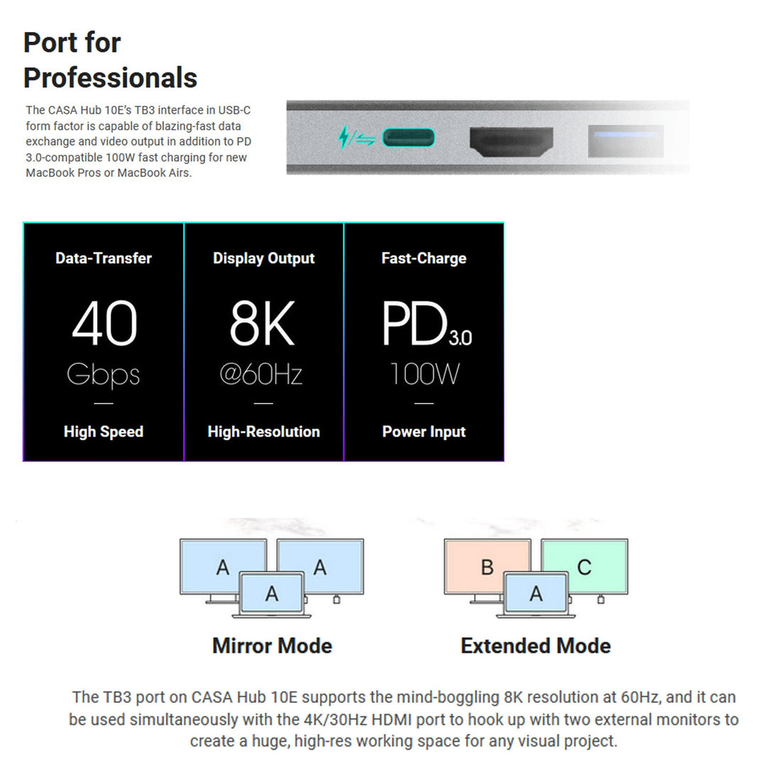 Buy Adam Elements CASA HUB 10E SUPER DOCK USB-C TB3 8K HDMI Macbook Laptop discounted | Products On Sale Australia