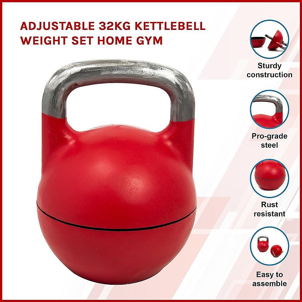 Buy Adjustable 32KG Kettlebell Weight Set Home Gym discounted | Products On Sale Australia