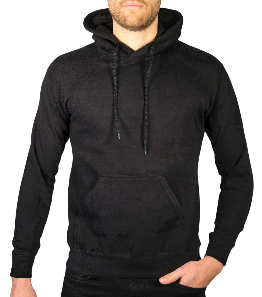 Buy Adult Mens 100% Cotton Fleece Hoodie Jumper Pullover Sweater Warm Sweatshirt - Black - M discounted | Products On Sale Australia