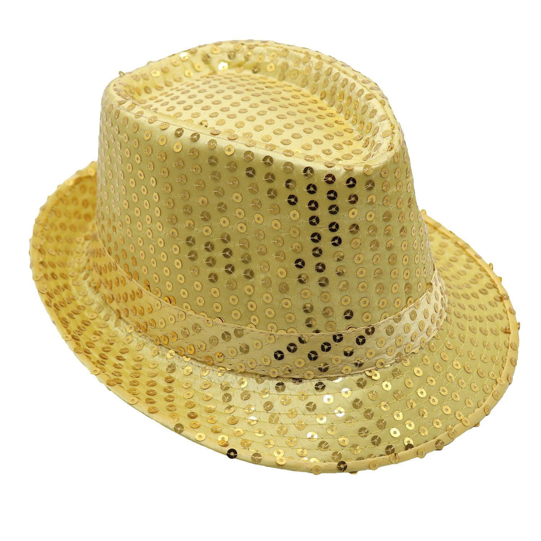 Buy Adults Kids Unisex Sequin Fedora Hat Dance Cap Solid Jazz Party Glitter Costume, Gold discounted | Products On Sale Australia