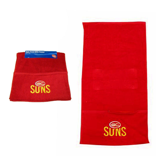 Buy AFL Gym Towel with Pocket Gold Coast Suns discounted | Products On Sale Australia