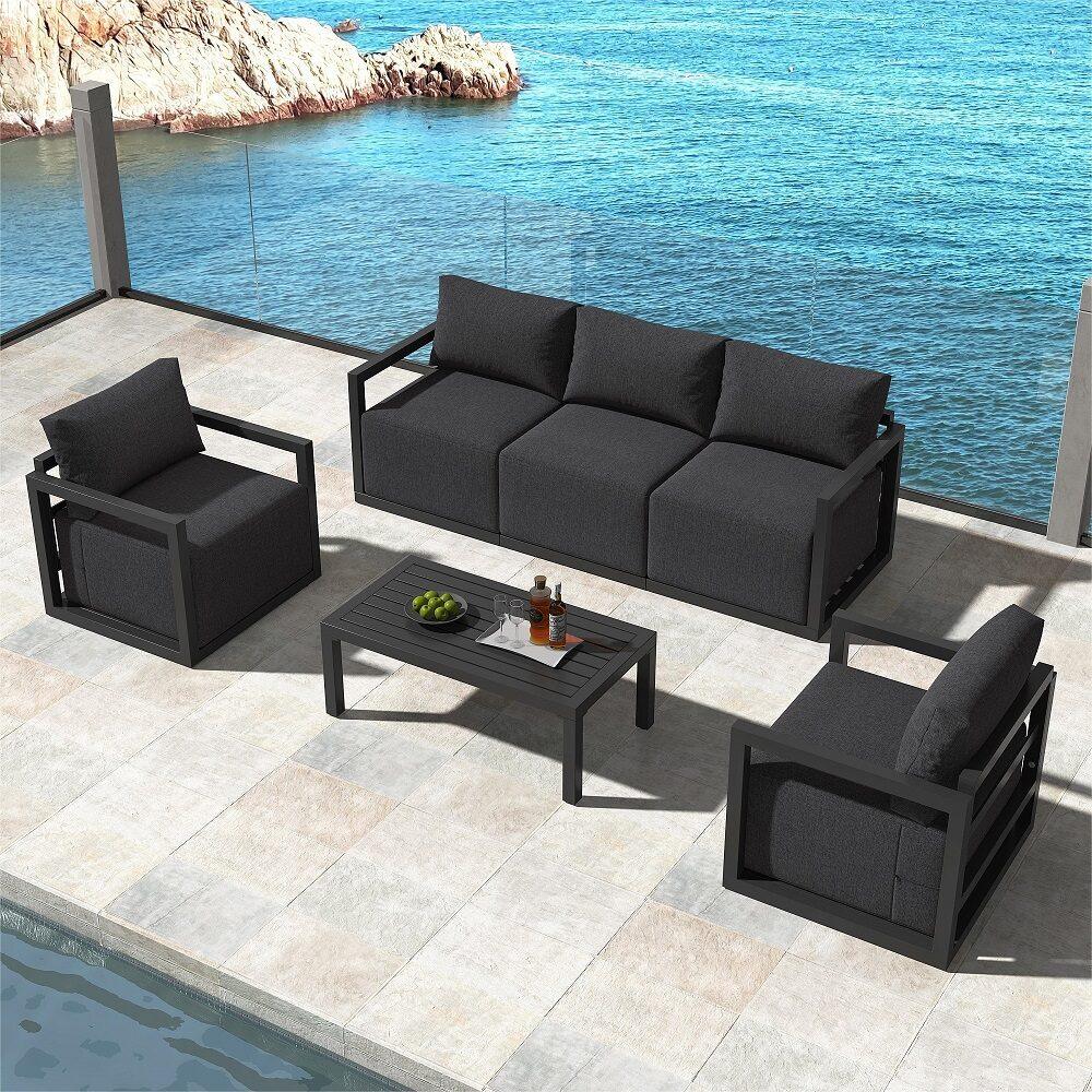 Buy Alfresco 5-Seater Deep-Seated Patio Set – Charcoal Grey discounted | Products On Sale Australia