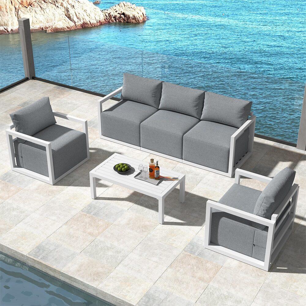 Buy Alfresco 5-Seater Deep-Seated Patio Set – White discounted | Products On Sale Australia