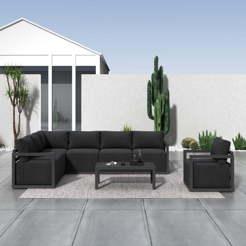 Buy Alfresco 7-Seat Garden Lounge Set – Charcoal Grey discounted | Products On Sale Australia