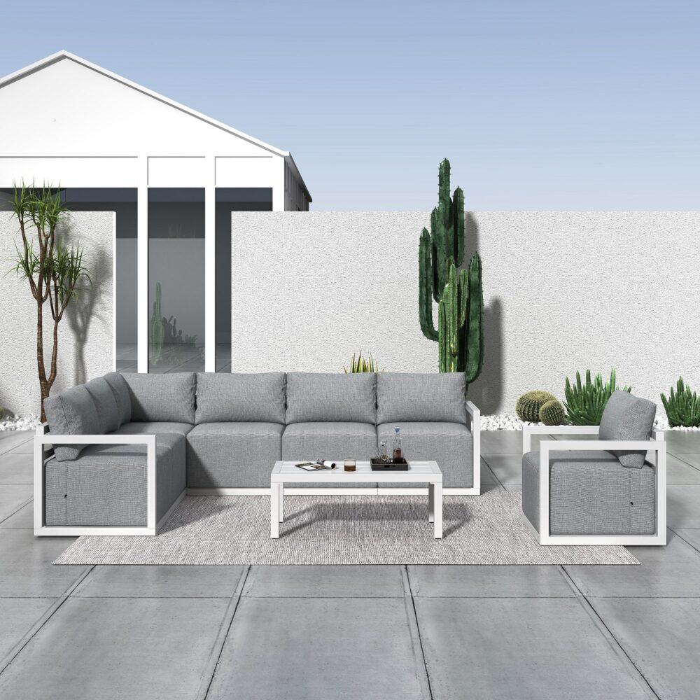 Buy Alfresco 7-Seat Garden Lounge Set – Charcoal Grey discounted | Products On Sale Australia