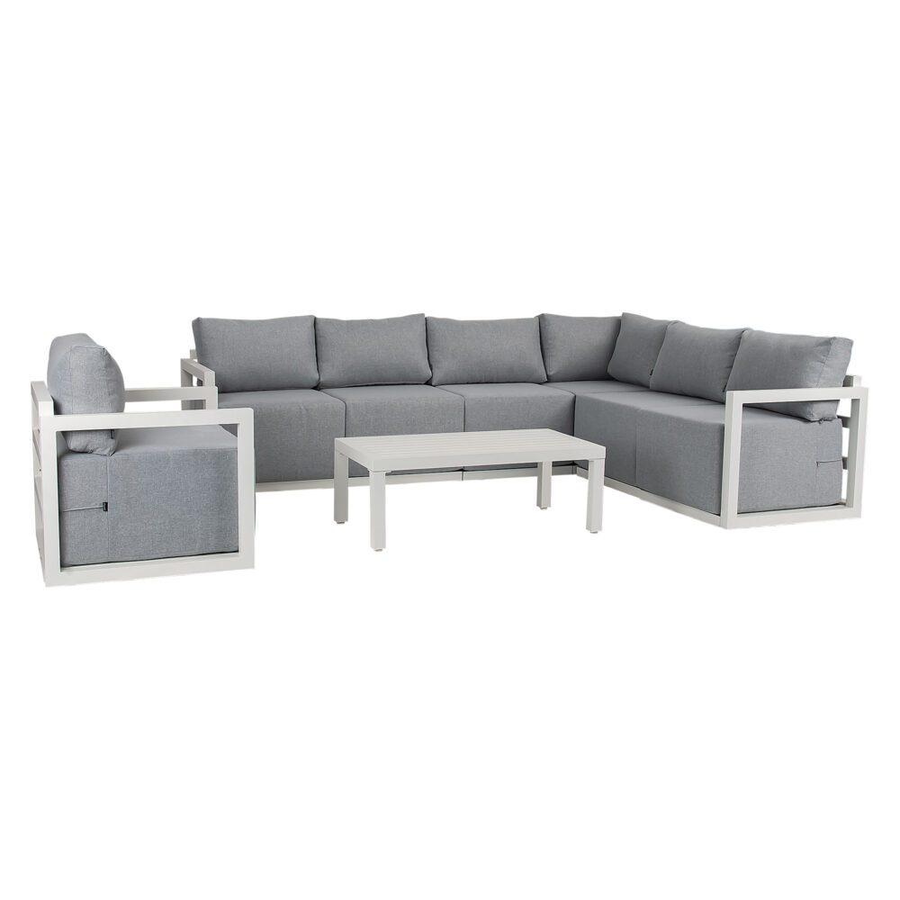 Buy Alfresco 7-Seat Garden Lounge Set – Charcoal Grey discounted | Products On Sale Australia