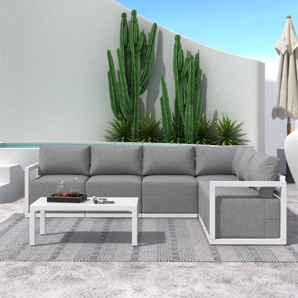 Buy Alfresco Contemporary All-Weather Lounge Set – Charcoal Grey discounted | Products On Sale Australia