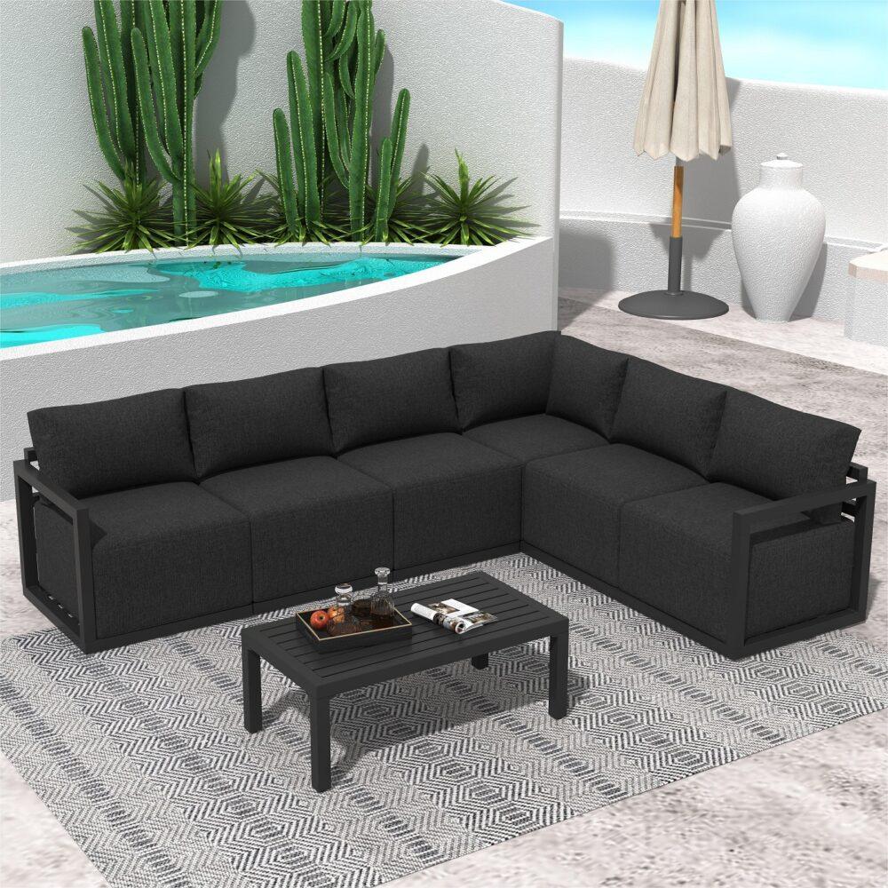 Buy Alfresco Contemporary All-Weather Lounge Set – Charcoal Grey discounted | Products On Sale Australia