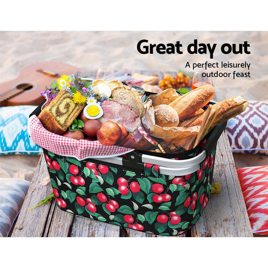 Buy Alfresco Picnic Basket Folding Bag Hamper Food Storage Insulated discounted | Products On Sale Australia