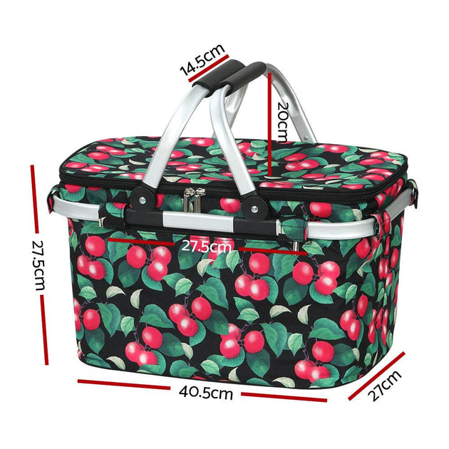 Buy Alfresco Picnic Basket Folding Bag Hamper Insulated Storage Food Cover discounted | Products On Sale Australia