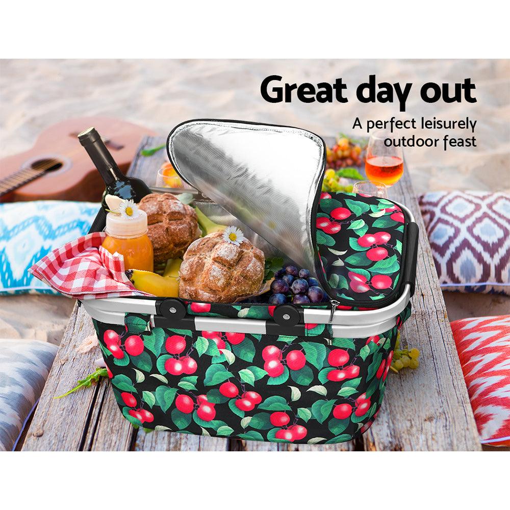 Buy Alfresco Picnic Basket Folding Bag Hamper Insulated Storage Food Cover discounted | Products On Sale Australia