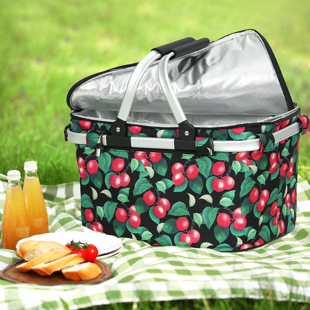 Buy Alfresco Picnic Basket Folding Bag Hamper Insulated Storage Food Cover discounted | Products On Sale Australia