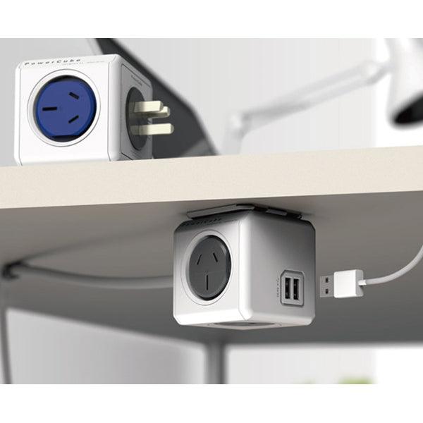 Buy Allocacoc PowerCube Extended USB Powerboard 4-Outlets 2 USB Ports Grey-White 1.5m discounted | Products On Sale Australia