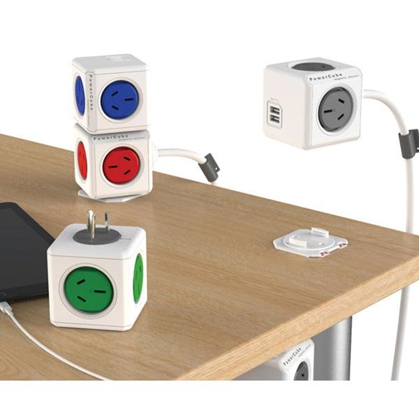 Buy Allocacoc PowerCube Extended USB Powerboard 4-Outlets 2 USB Ports Grey-White 1.5m discounted | Products On Sale Australia