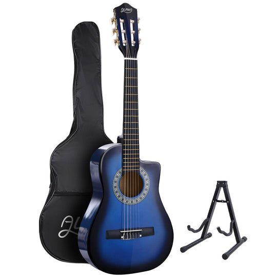 Buy Alpha 34 Inch Classical Guitar Wooden Body Nylon String w/ Stand Beignner Blue discounted | Products On Sale Australia