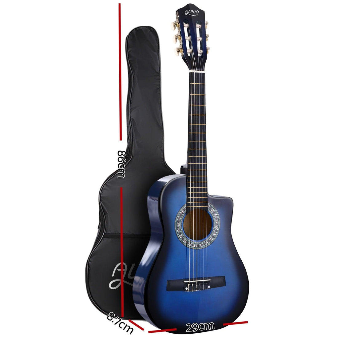 Buy Alpha 34 Inch Classical Guitar Wooden Body Nylon String w/ Stand Beignner Blue discounted | Products On Sale Australia