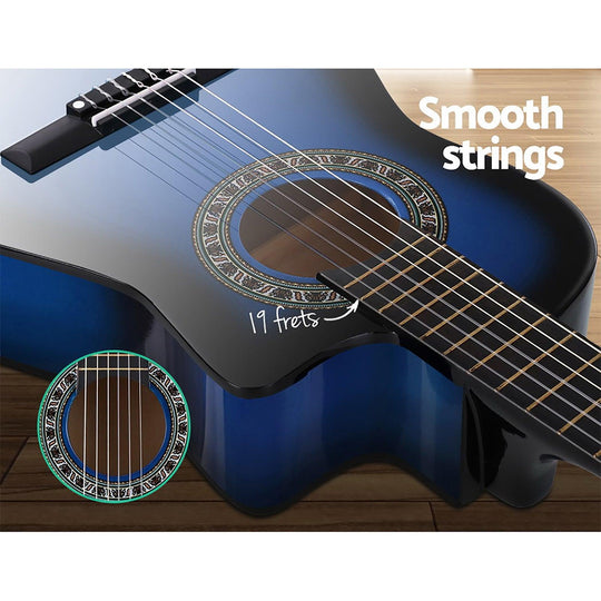 Buy Alpha 34 Inch Classical Guitar Wooden Body Nylon String w/ Stand Beignner Blue discounted | Products On Sale Australia