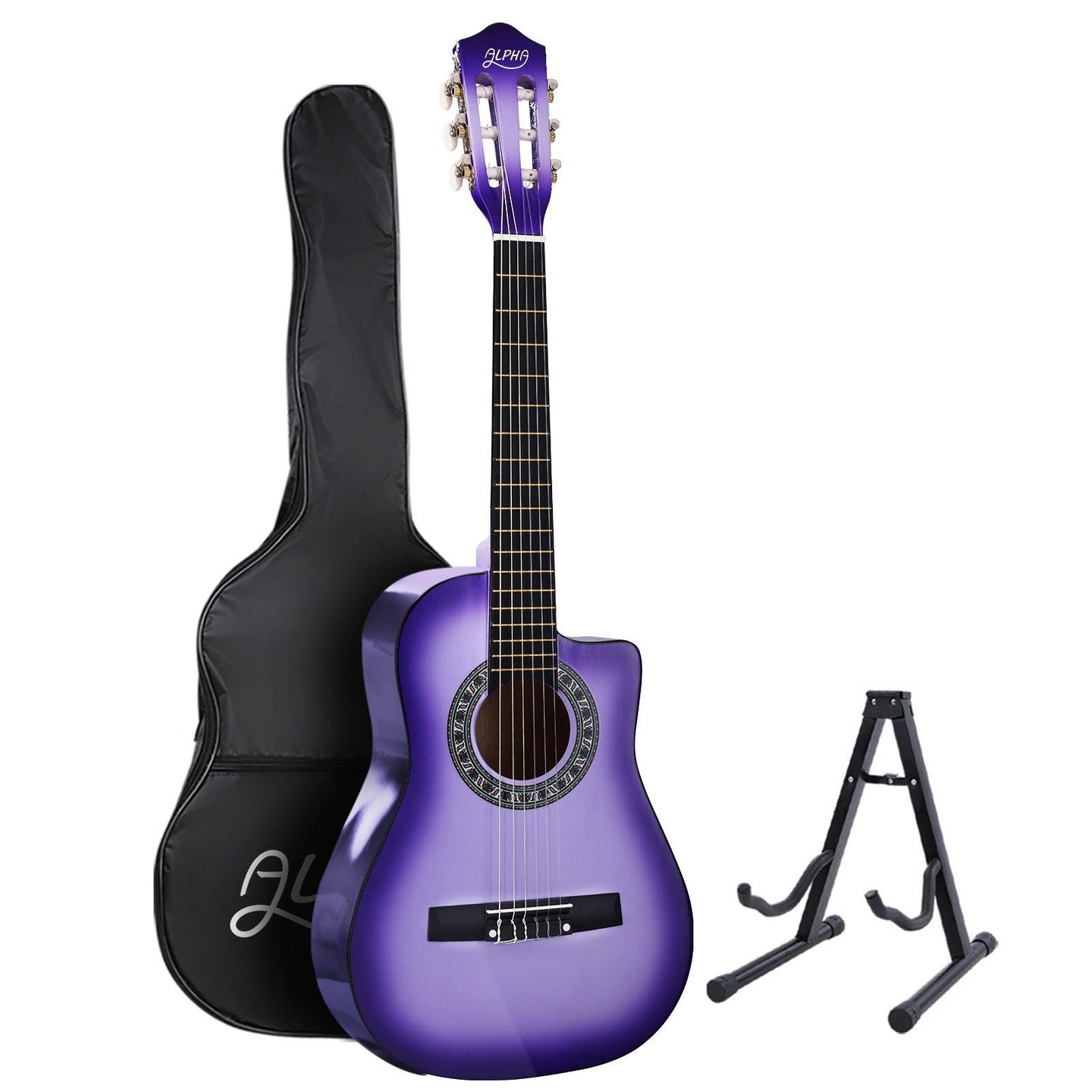 Buy Alpha 34 Inch Classical Guitar Wooden Body Nylon String w/ Stand Beignner Purple discounted | Products On Sale Australia