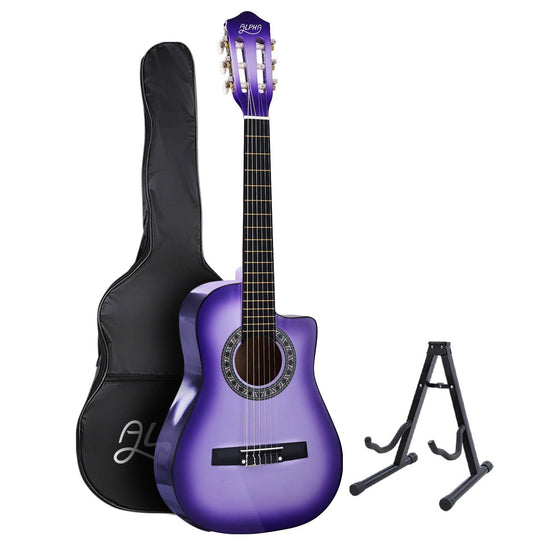 Buy Alpha 34 Inch Classical Guitar Wooden Body Nylon String w/ Stand Beignner Purple discounted | Products On Sale Australia